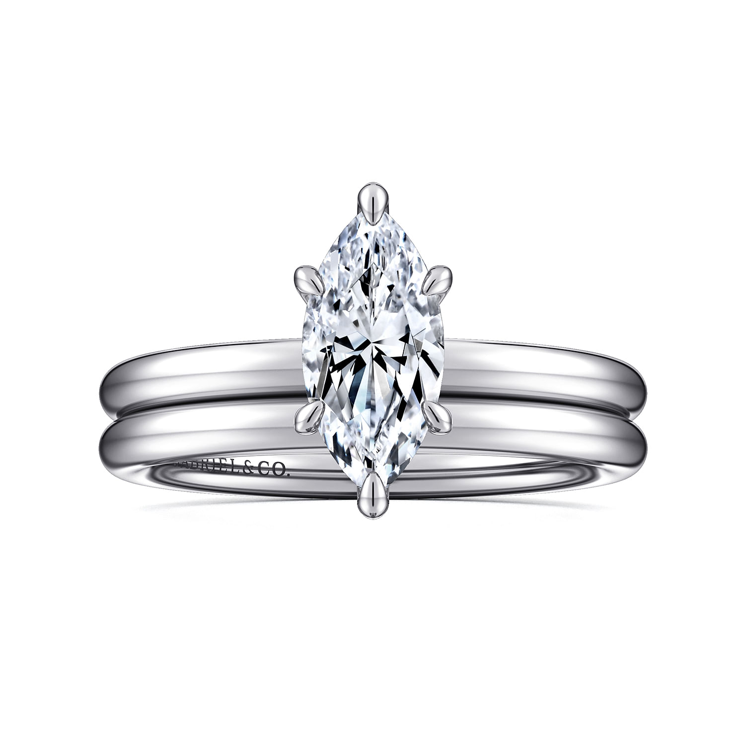 14K White Gold Marquise Shape Solitaire Engagement Ring