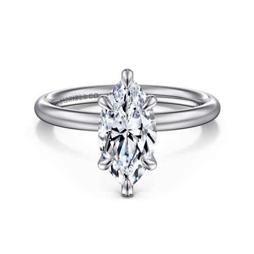 14K White Gold Marquise Shape Solitaire Engagement Ring