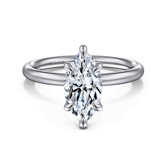 Gabriel - 14K White Gold Marquise Shape Solitaire Engagement Ring