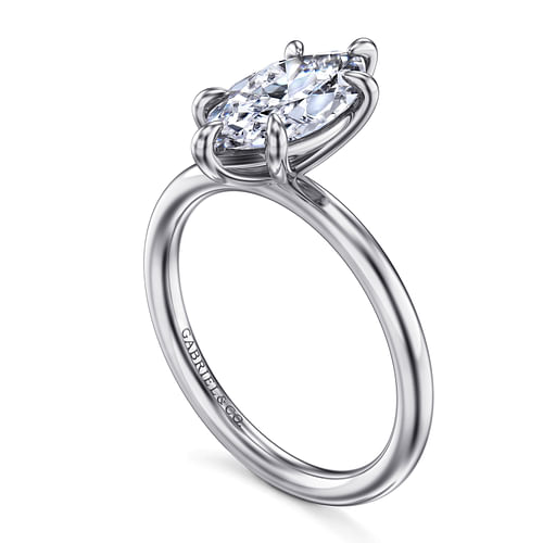 14K White Gold Marquise Shape Solitaire Engagement Ring