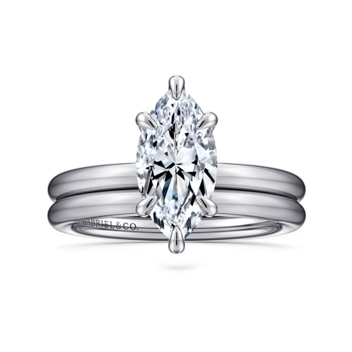 14K White Gold Marquise Shape Solitaire Engagement Ring