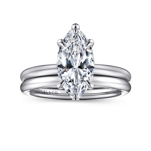 14K White Gold Marquise Shape Solitaire Engagement Ring