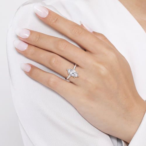 14K White Gold Marquise Shape Solitaire Engagement Ring
