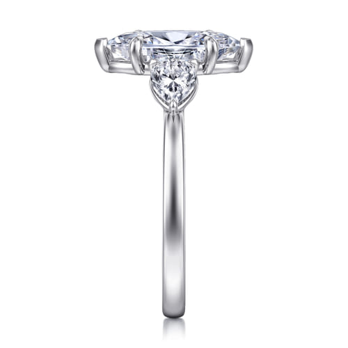 14K White Gold Marquise Shape Three Stone Diamond Engagement Ring