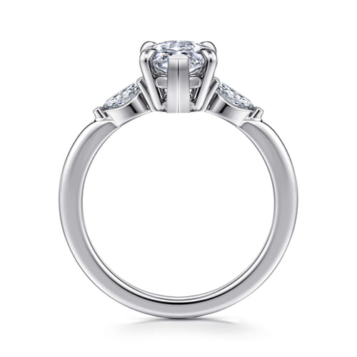 14K White Gold Marquise Shape Three Stone Diamond Engagement Ring