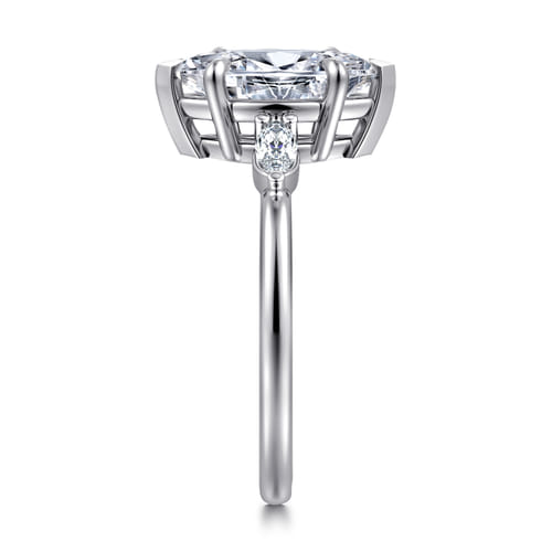 14K White Gold Marquise Shape Three Stone Diamond Engagement Ring