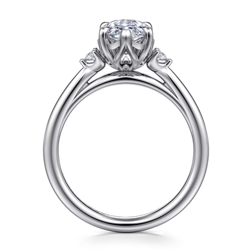 14K White Gold Marquise Shape Three Stone Diamond Engagement Ring