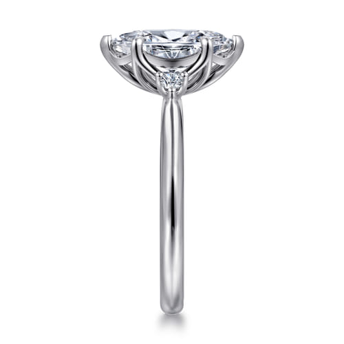 14K White Gold Marquise Shape Three Stone Diamond Engagement Ring