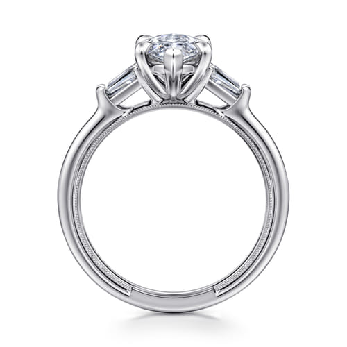 14K White Gold Marquise Shape Three Stone Diamond Engagement Ring