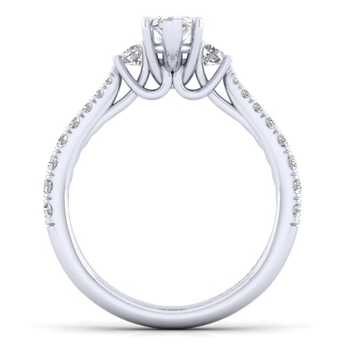 14K White Gold Marquise Shape Three Stone Diamond Engagement Ring