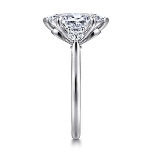 14K White Gold Marquise Shape Three Stone Lotus Diamond Engagement Ring 14K White Gold Marquise Shape Three Stone Lotus Diamond Engagement Ring