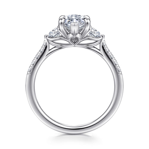 14K White Gold Marquise Shape Three Stone Lotus Diamond Engagement Ring 14K White Gold Marquise Shape Three Stone Lotus Diamond Engagement Ring