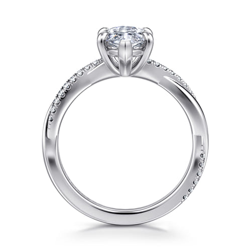14K White Gold Marquise ShapeTwisted Diamond Engagement Ring