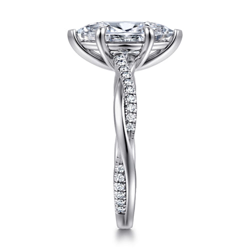 14K White Gold Marquise ShapeTwisted Diamond Engagement Ring