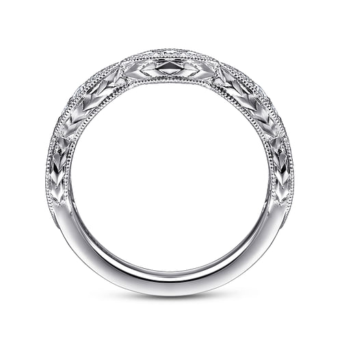 14K White Gold Marquise Station Diamond Anniversary Band