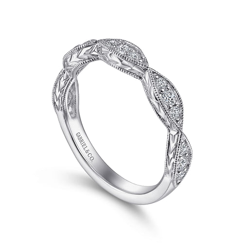 14K White Gold Marquise Station Diamond Anniversary Band
