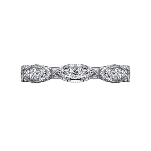 14K White Gold Marquise Station Diamond Anniversary Band