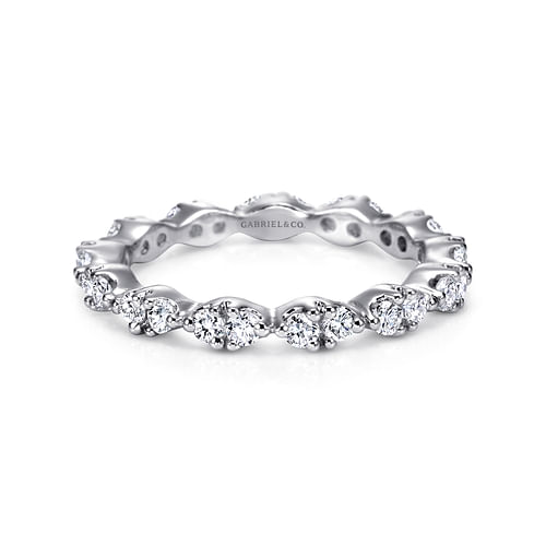 14K White Gold Marquise Station Diamond Eternity Band
