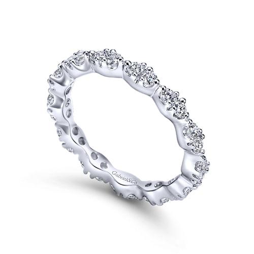 14K White Gold Marquise Station Diamond Eternity Band