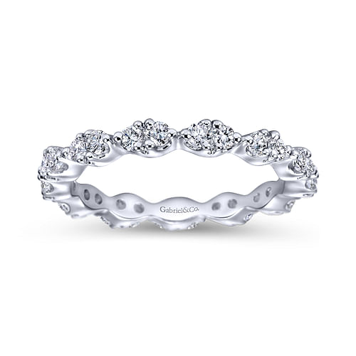 14K White Gold Marquise Station Diamond Eternity Band