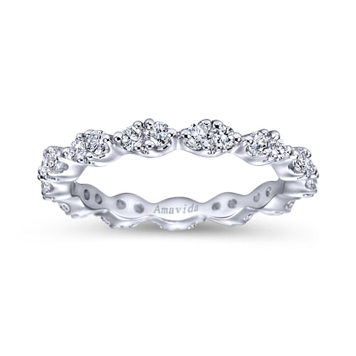 14K White Gold Marquise Station Diamond Eternity Band
