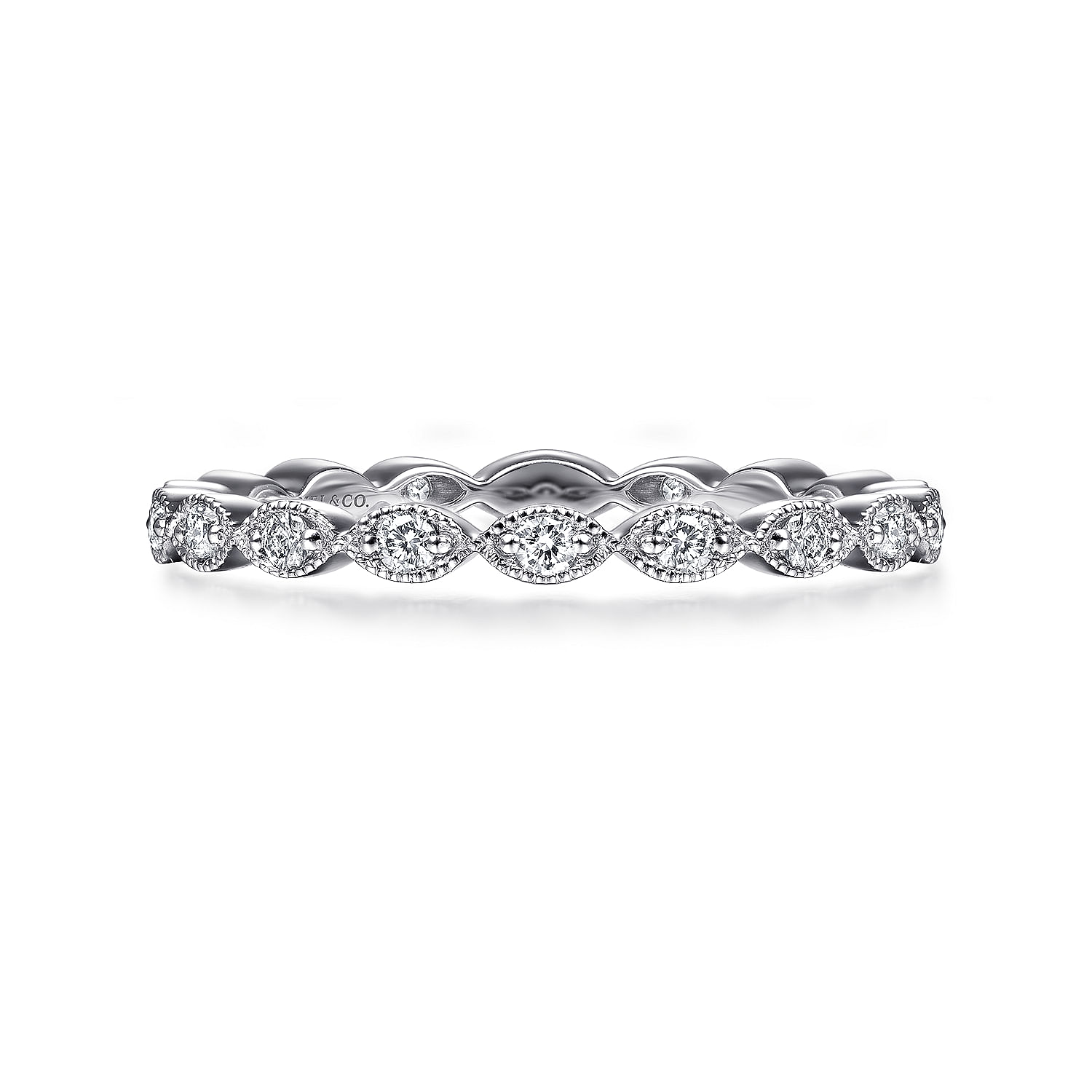 Gabriel - 14K White Gold Marquise Station Diamond Stackable Ring