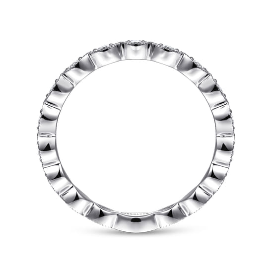 14K White Gold Marquise Station Diamond Stackable Ring angle 2