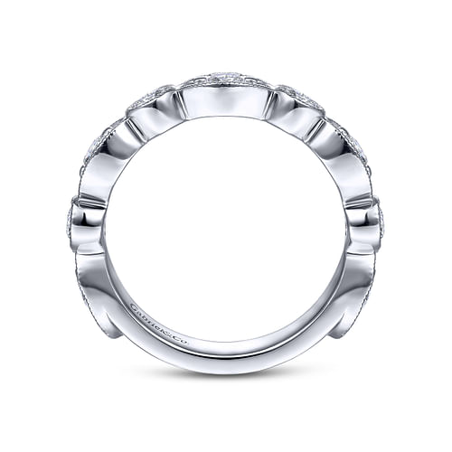 14K White Gold Marquise and Round Diamond Anniversary Band