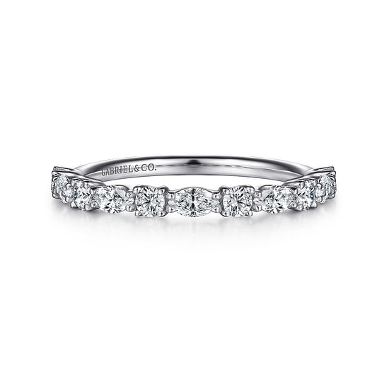 Gabriel - 14K White Gold Marquise and Round Diamond Anniversary Band