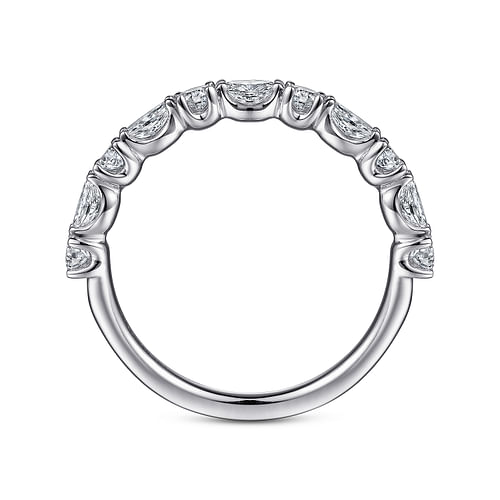 14K White Gold Marquise and Round Diamond Anniversary Band