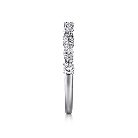 14K White Gold Marquise and Round Diamond Anniversary Band angle 4