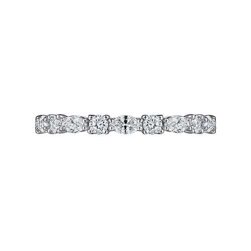 14K White Gold Marquise and Round Diamond Anniversary Band