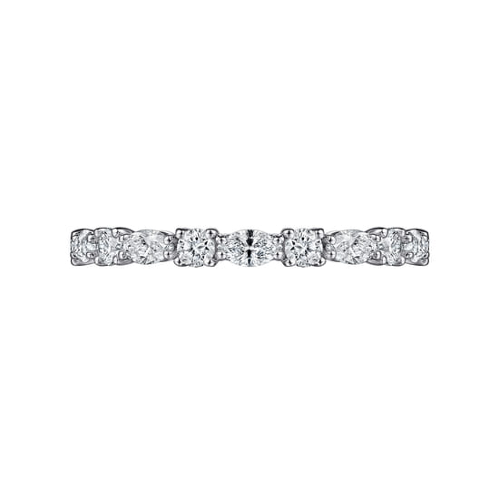 14K White Gold Marquise and Round Diamond Anniversary Band angle 6