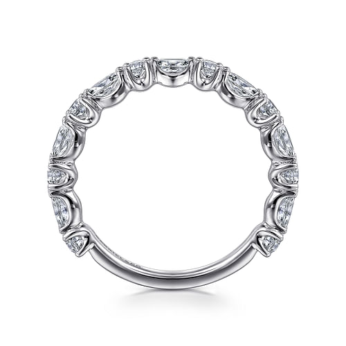 14K White Gold Marquise and Round Diamond Anniversary Band