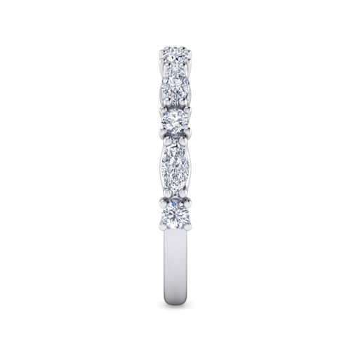 14K White Gold Marquise and Round Diamond Anniversary Band