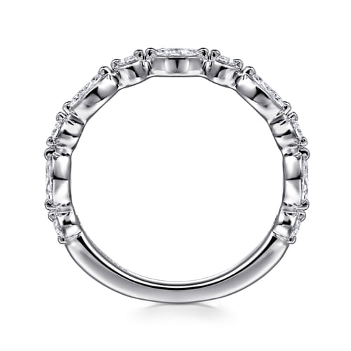 14K White Gold Marquise and Round Diamond Anniversary Band
