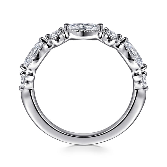14K White Gold Marquise and Round Diamond Anniversary Band angle 2