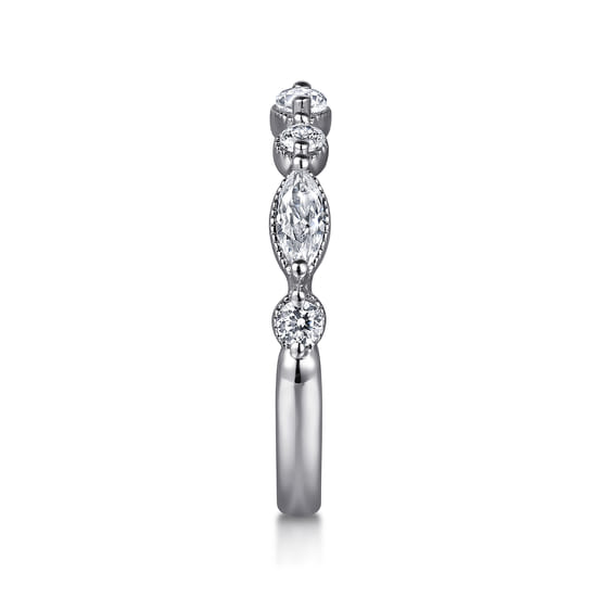 14K White Gold Marquise and Round Diamond Anniversary Band angle 4