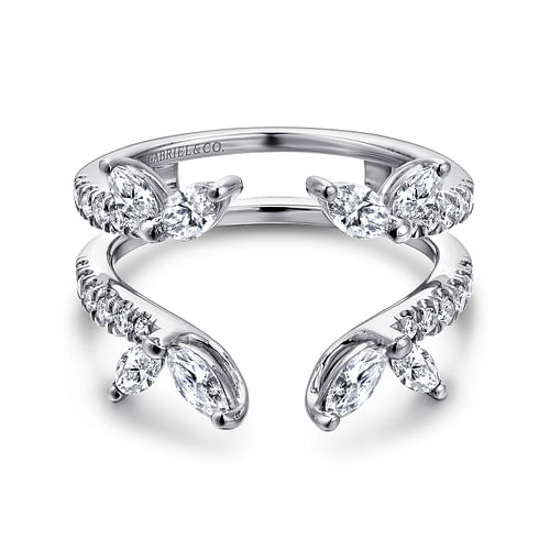 14K White Gold Marquise and Round Diamond Ring Enhancer