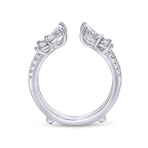 14K White Gold Marquise and Round Diamond Ring Enhancer