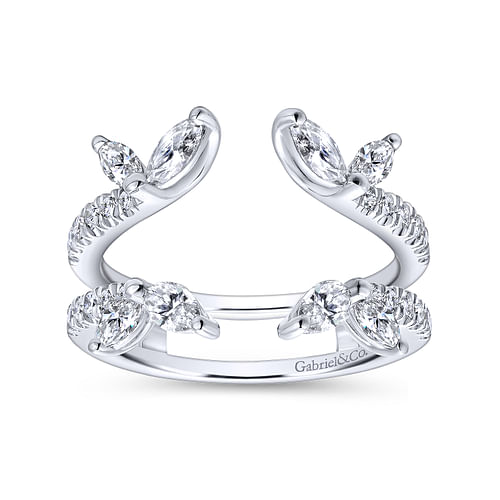 14K White Gold Marquise and Round Diamond Ring Enhancer