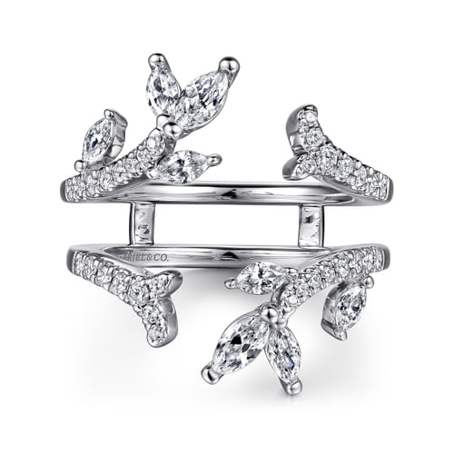 14K White Gold Marquise and Round Diamond Ring Enhancer