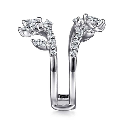 14K White Gold Marquise and Round Diamond Ring Enhancer