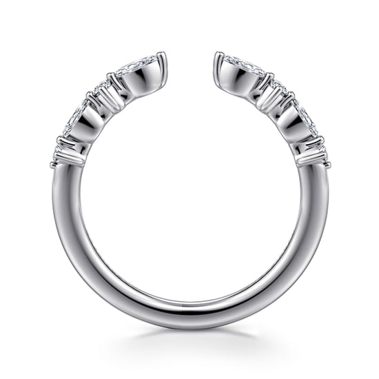14K White Gold Marquise and Round Open Diamond Anniversary Band angle 2