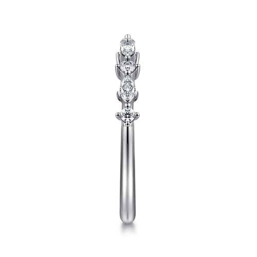 14K White Gold Marquise and Round Open Diamond Anniversary Band