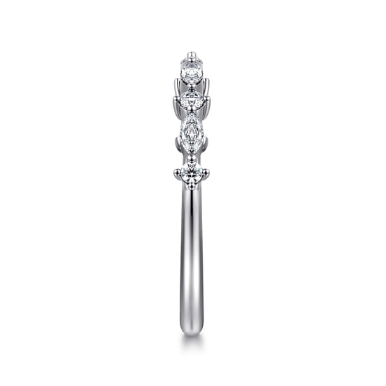 14K White Gold Marquise and Round Open Diamond Anniversary Band angle 4