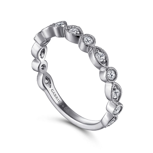 14K White Gold Marquise and Round Station Diamond Anniversary Band