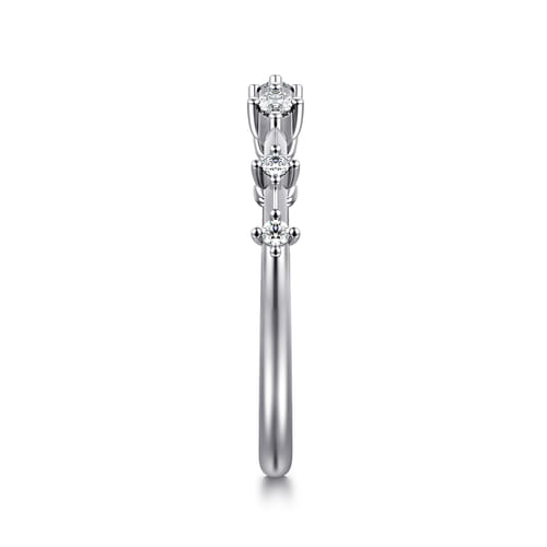 14K White Gold Marquise and Round Station Open Diamond Anniversary Band