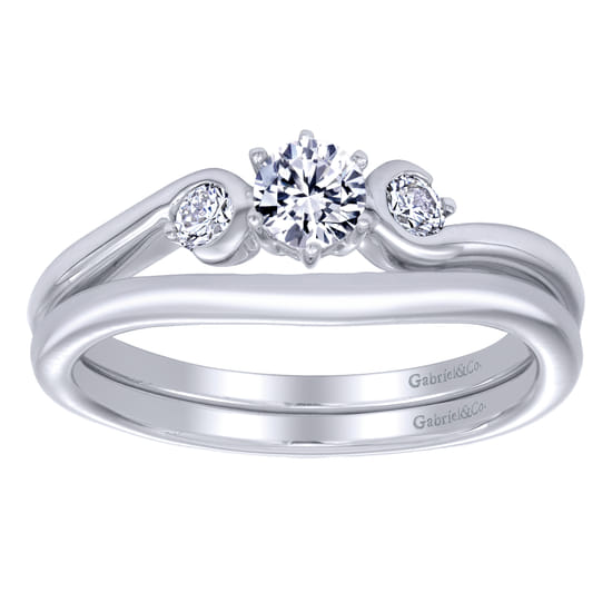 14K White Gold Matching Wedding Band angle 4