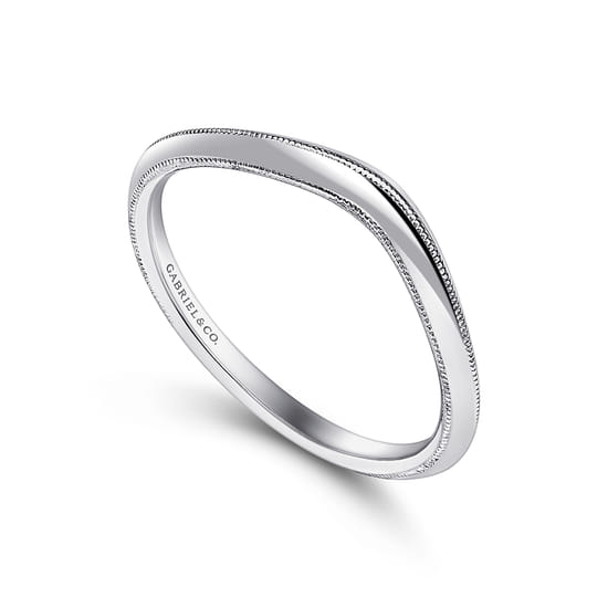 14K White Gold Matching Wedding Band angle 3